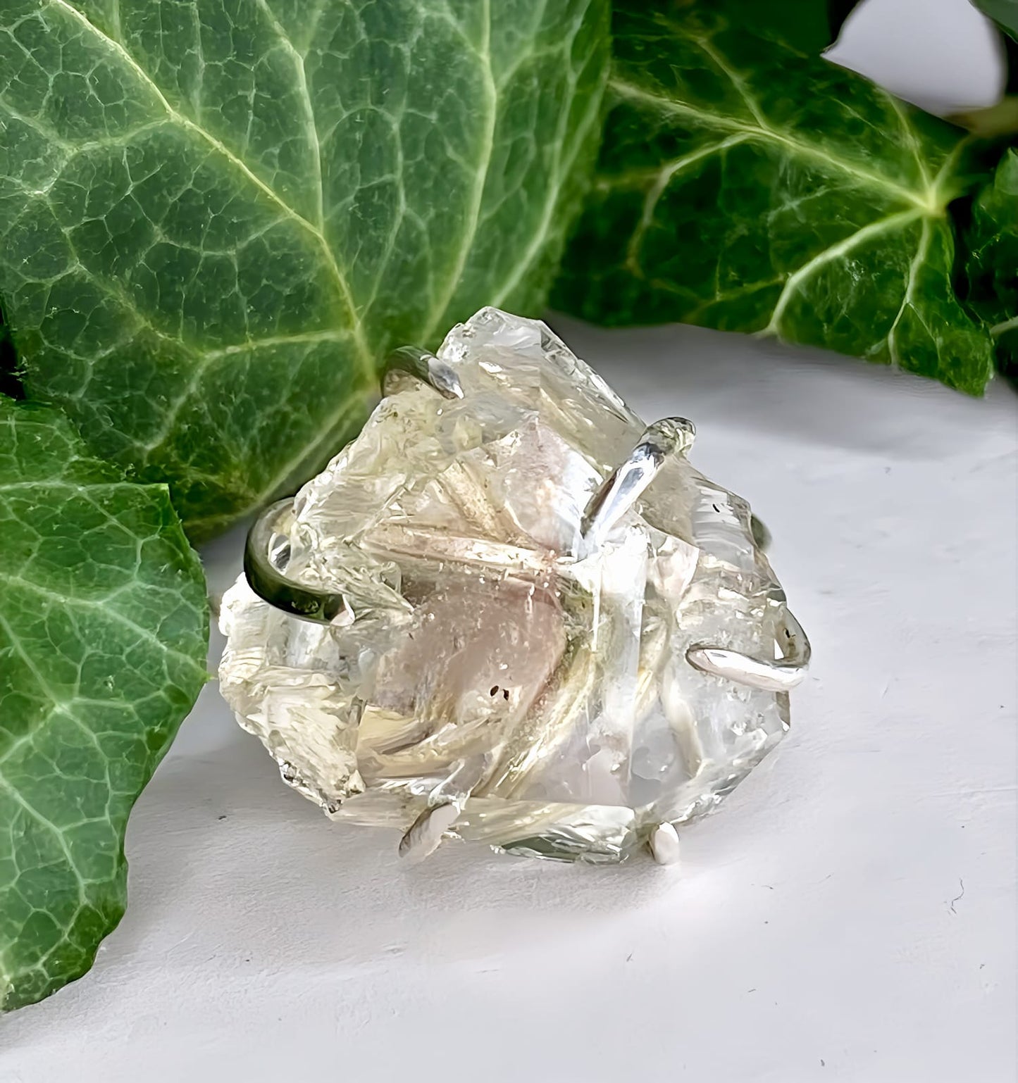 Anello in Argento 925 e Quarzo Herkimer