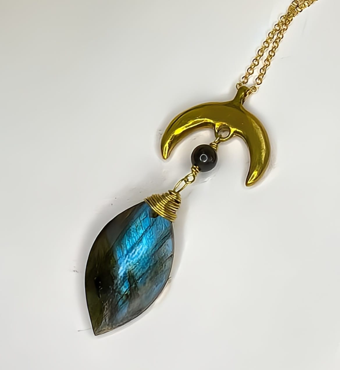 Collana Luna in Ottone con Labradorite Dea Madre