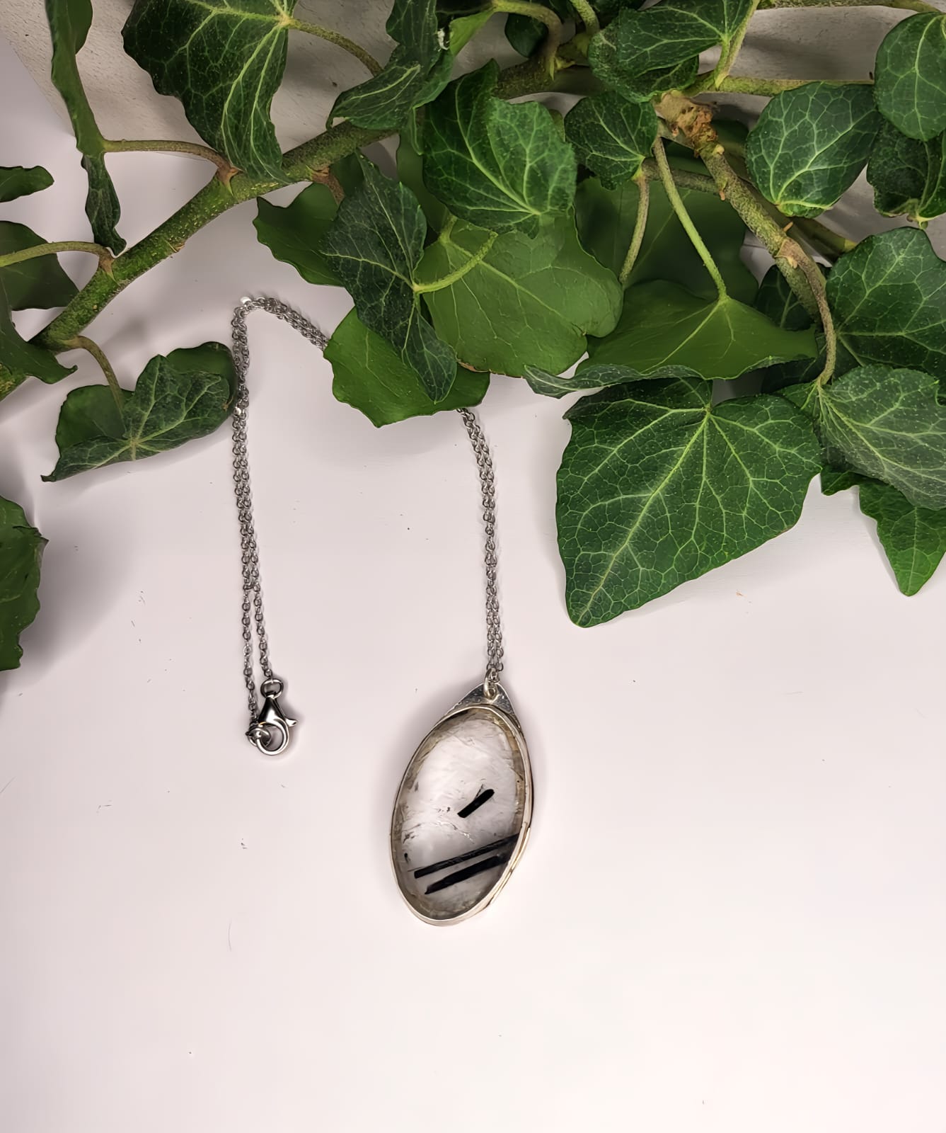 Collana con pendente in Argento 925 e Quarzo Tormalinato