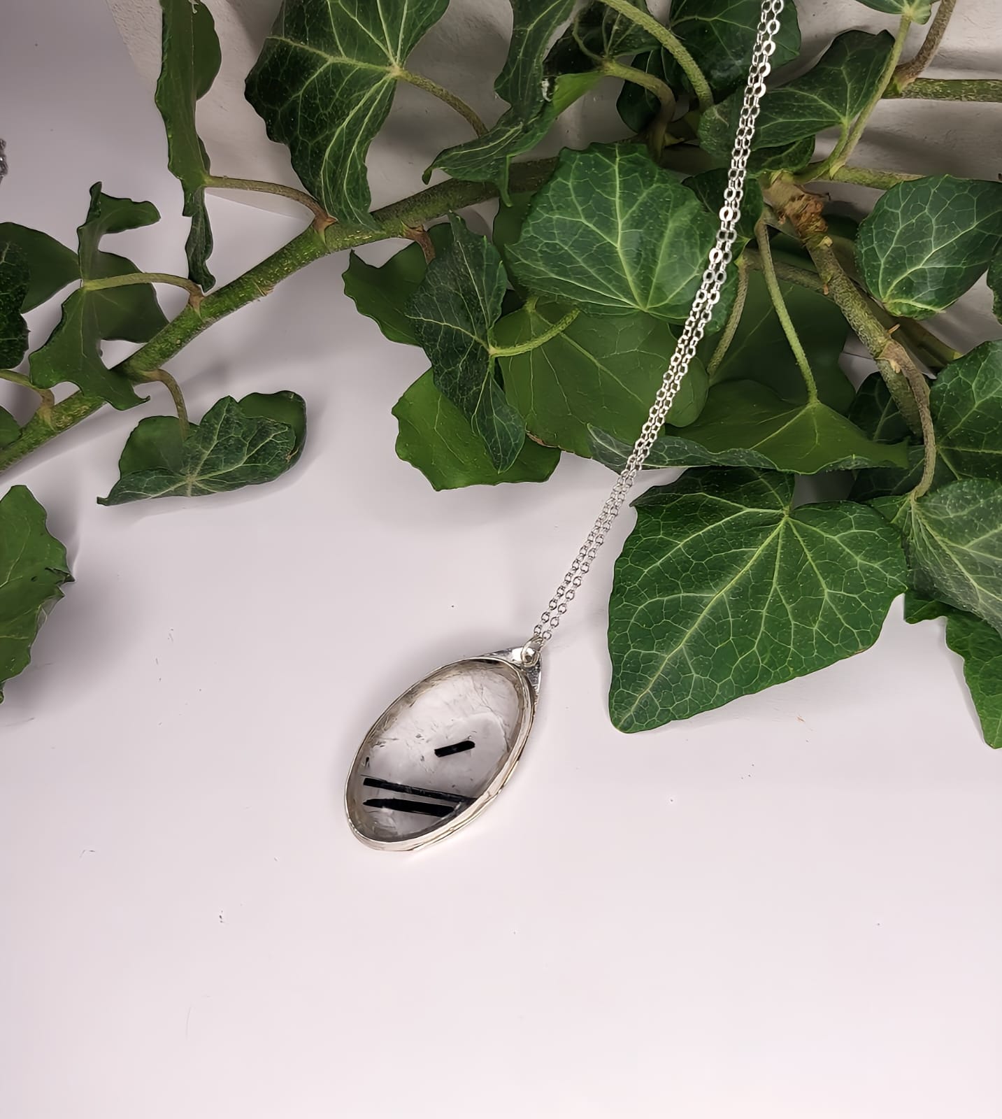 Collana con pendente in Argento 925 e Quarzo Tormalinato