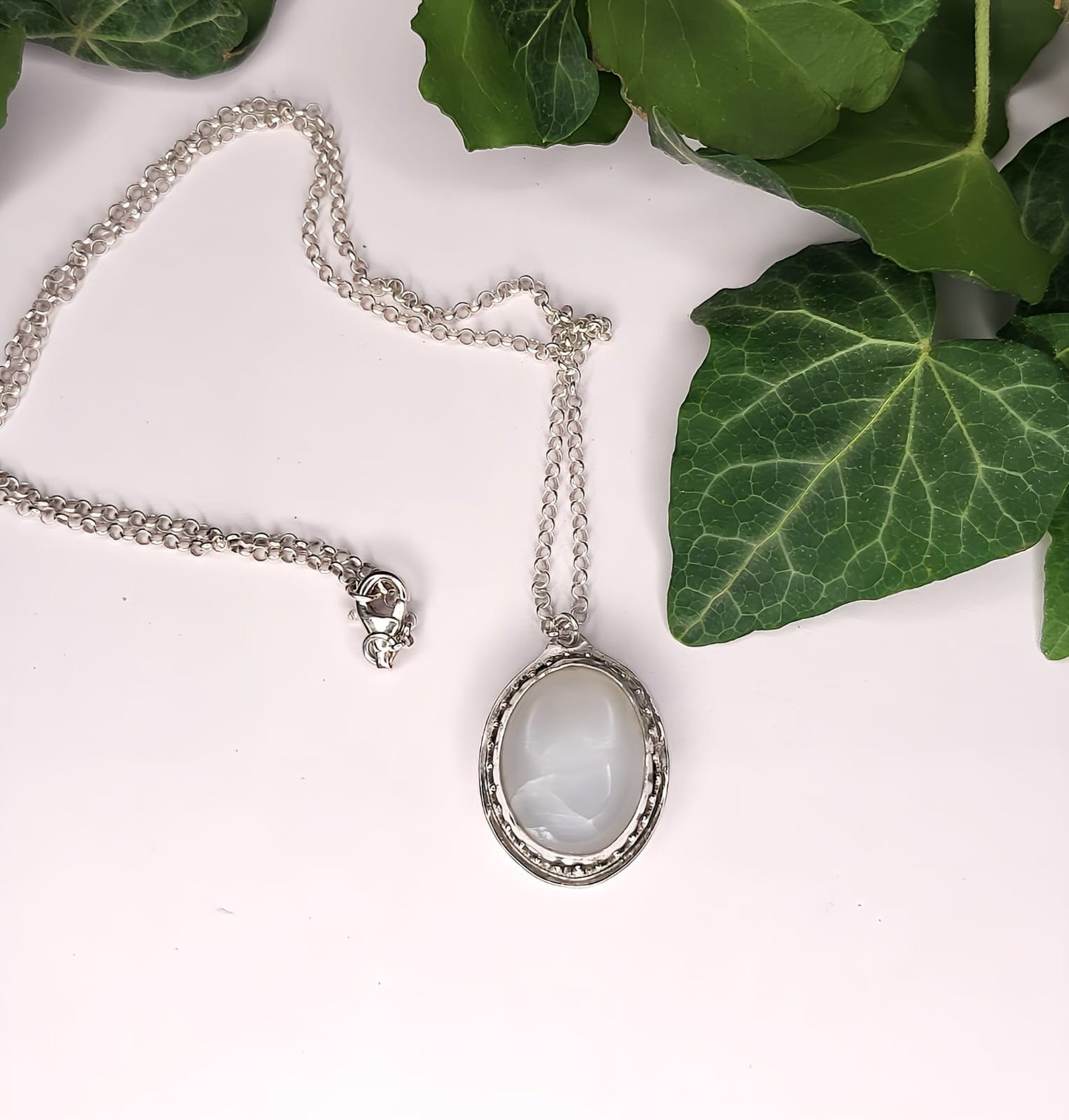 Collana in Argento 925 con pendente in Pietra di Luna (Adularia)