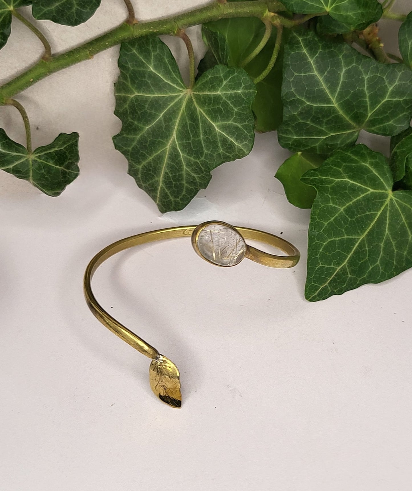 Bracciale in Ottone e Quarzo Rutilato