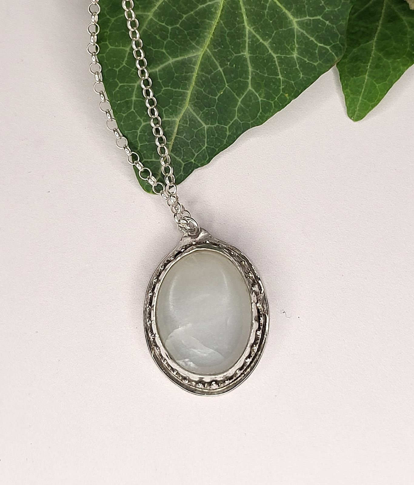 Collana in Argento 925 con pendente in Pietra di Luna (Adularia)
