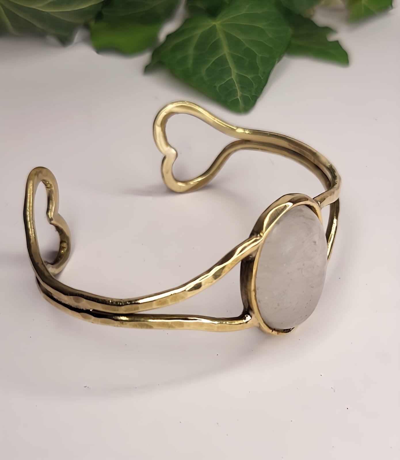 Bracciale in Ottone e Quarzo Ialino (Cristallo di Rocca)