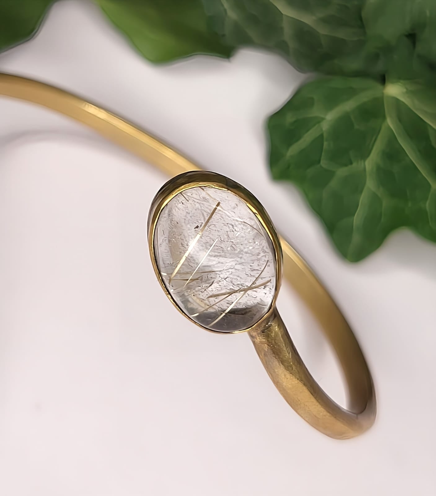 Bracciale in Ottone e Quarzo Rutilato