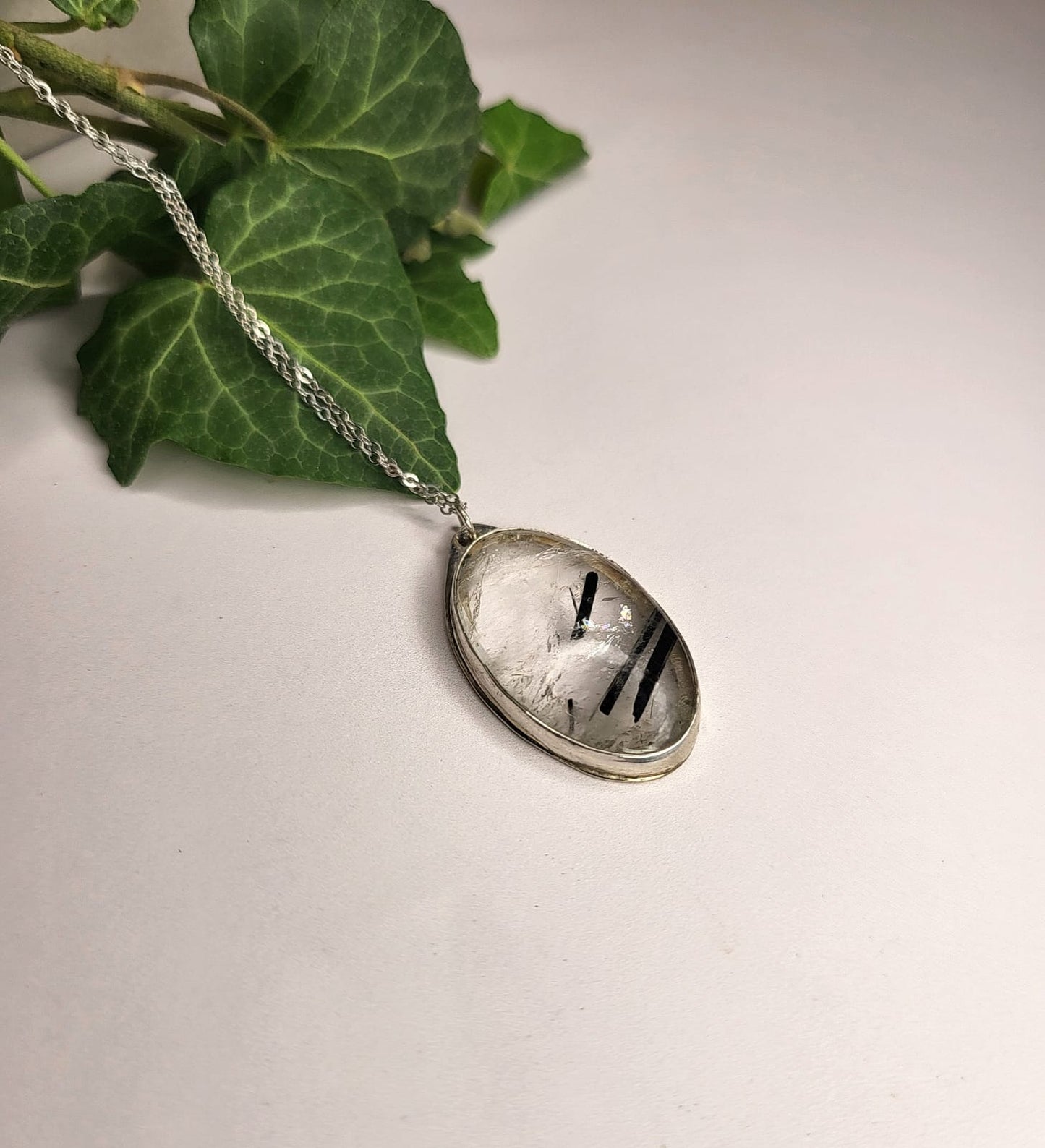 Collana con pendente in Argento 925 e Quarzo Tormalinato