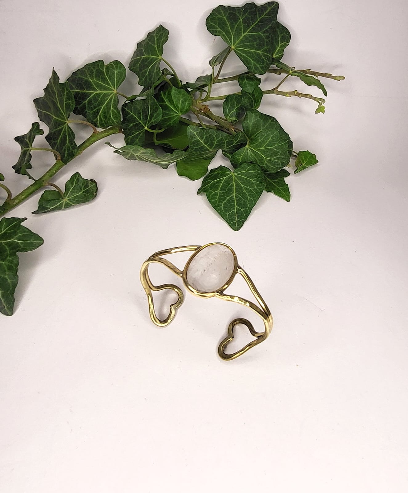 Bracciale in Ottone e Quarzo Ialino (Cristallo di Rocca)