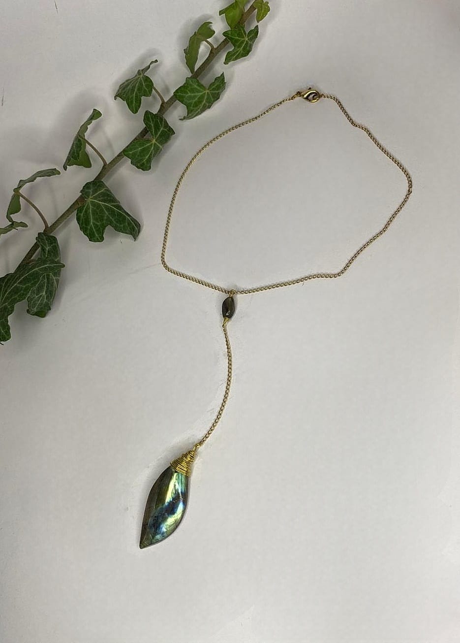 Collana girocollo in Ottone e Labradorite Spectrolite