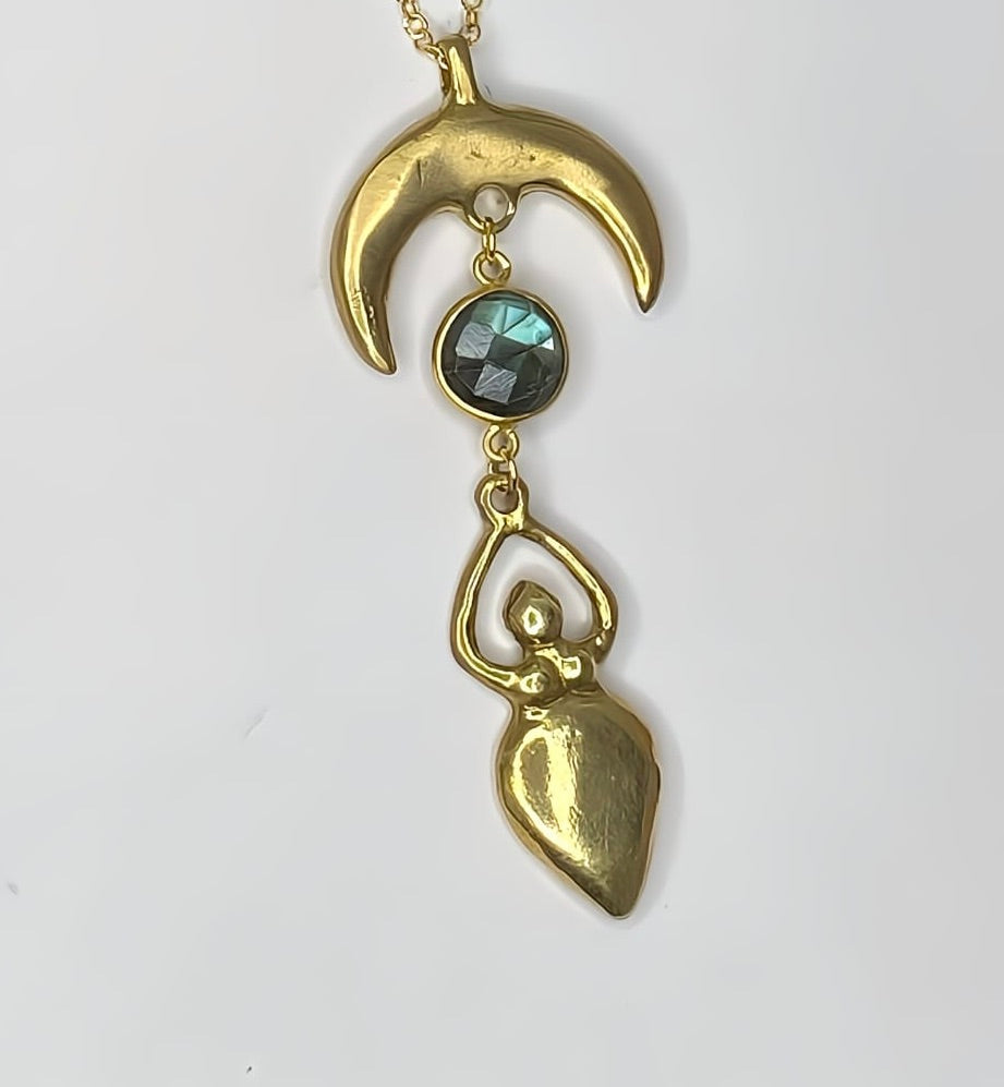 Collana Dea Luna in Ottone e Labradorite