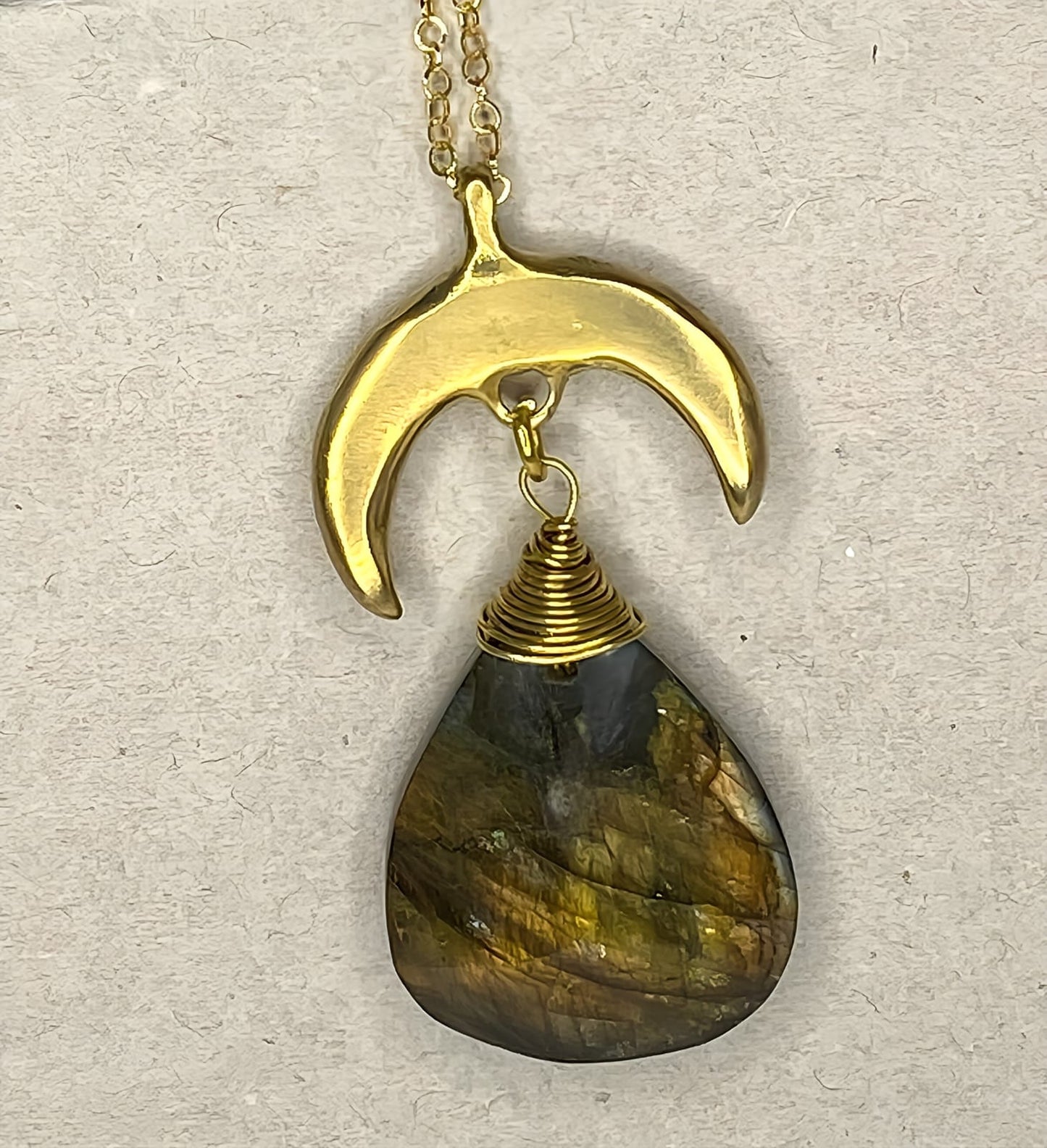 Collana Luna in Ottone e Labradorite 1