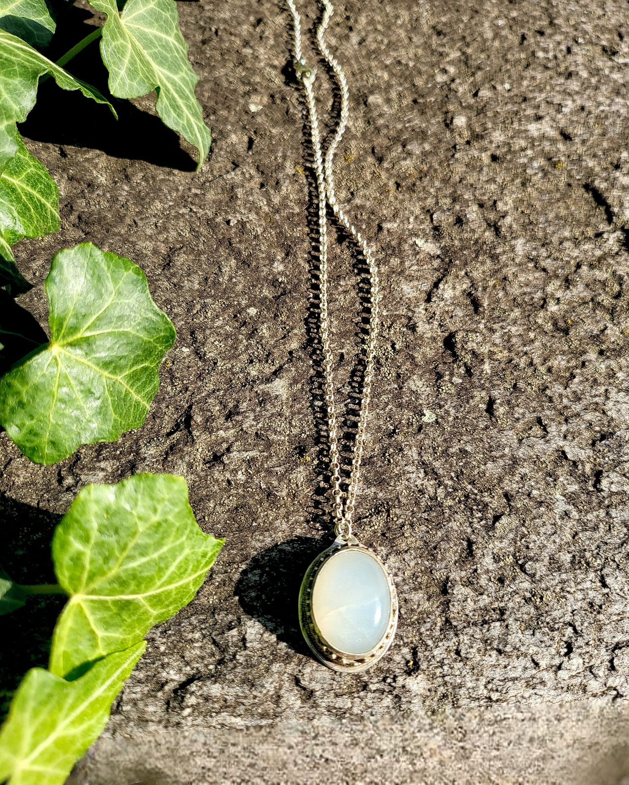 Collana in Argento 925 con pendente in Pietra di Luna (Adularia)