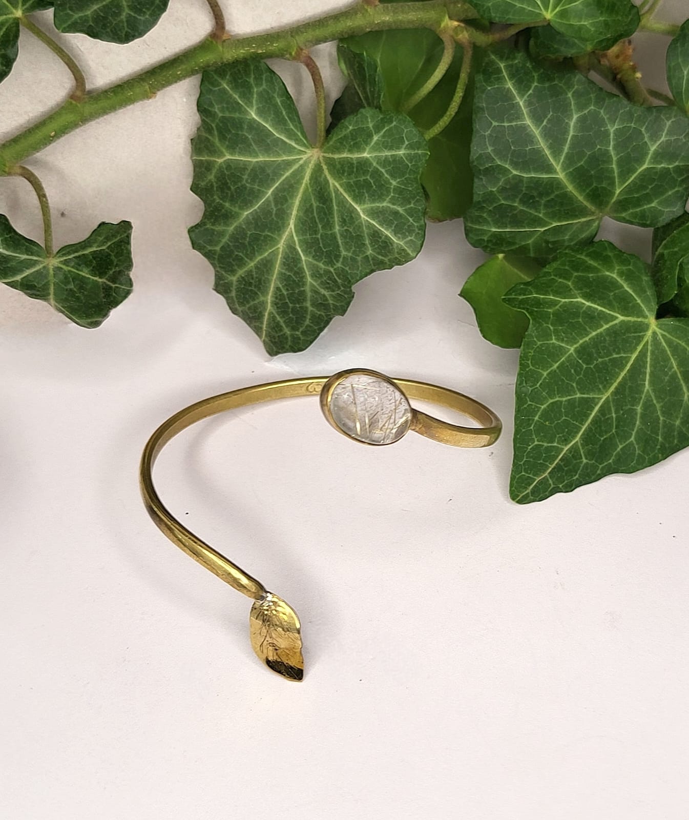 Bracciale in Ottone e Quarzo Rutilato