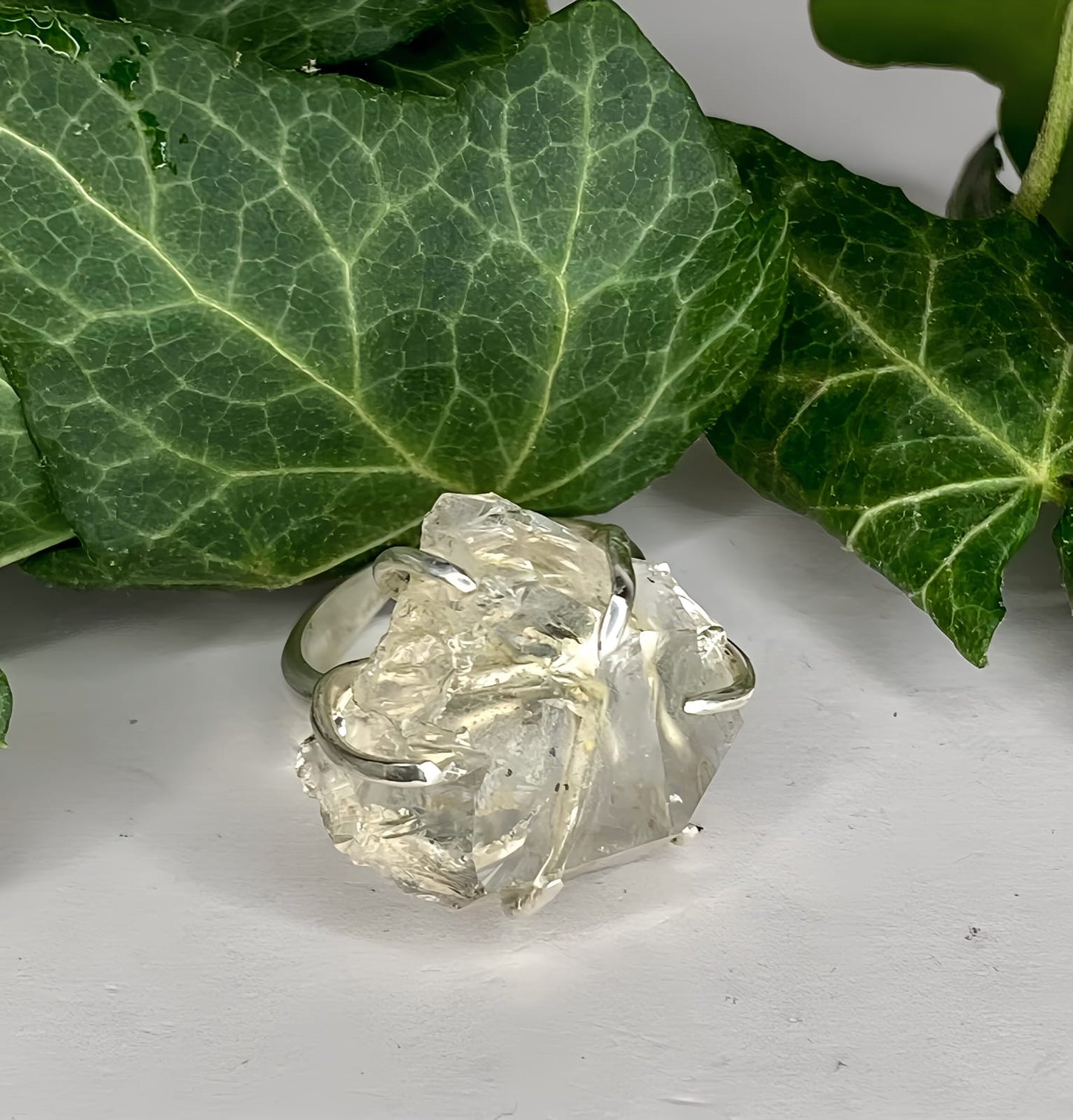 Anello in Argento 925 e Quarzo Herkimer