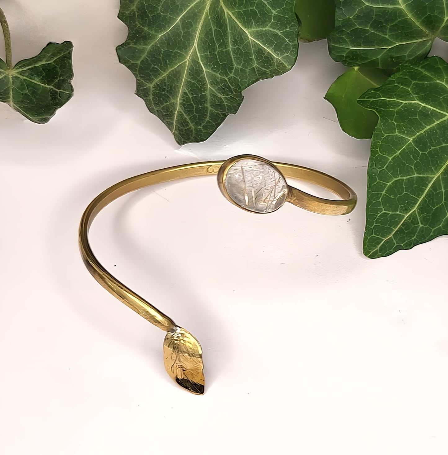 Bracciale in Ottone e Quarzo Rutilato