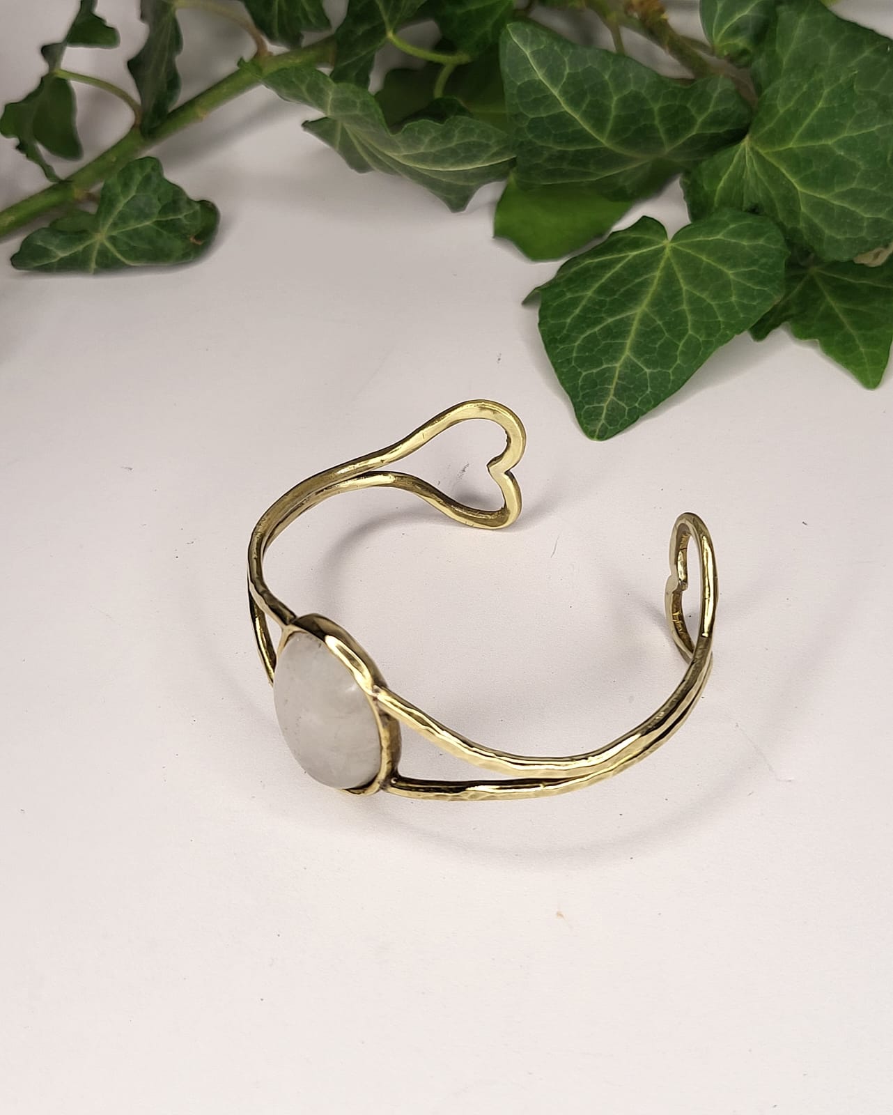 Bracciale in Ottone e Quarzo Ialino (Cristallo di Rocca)