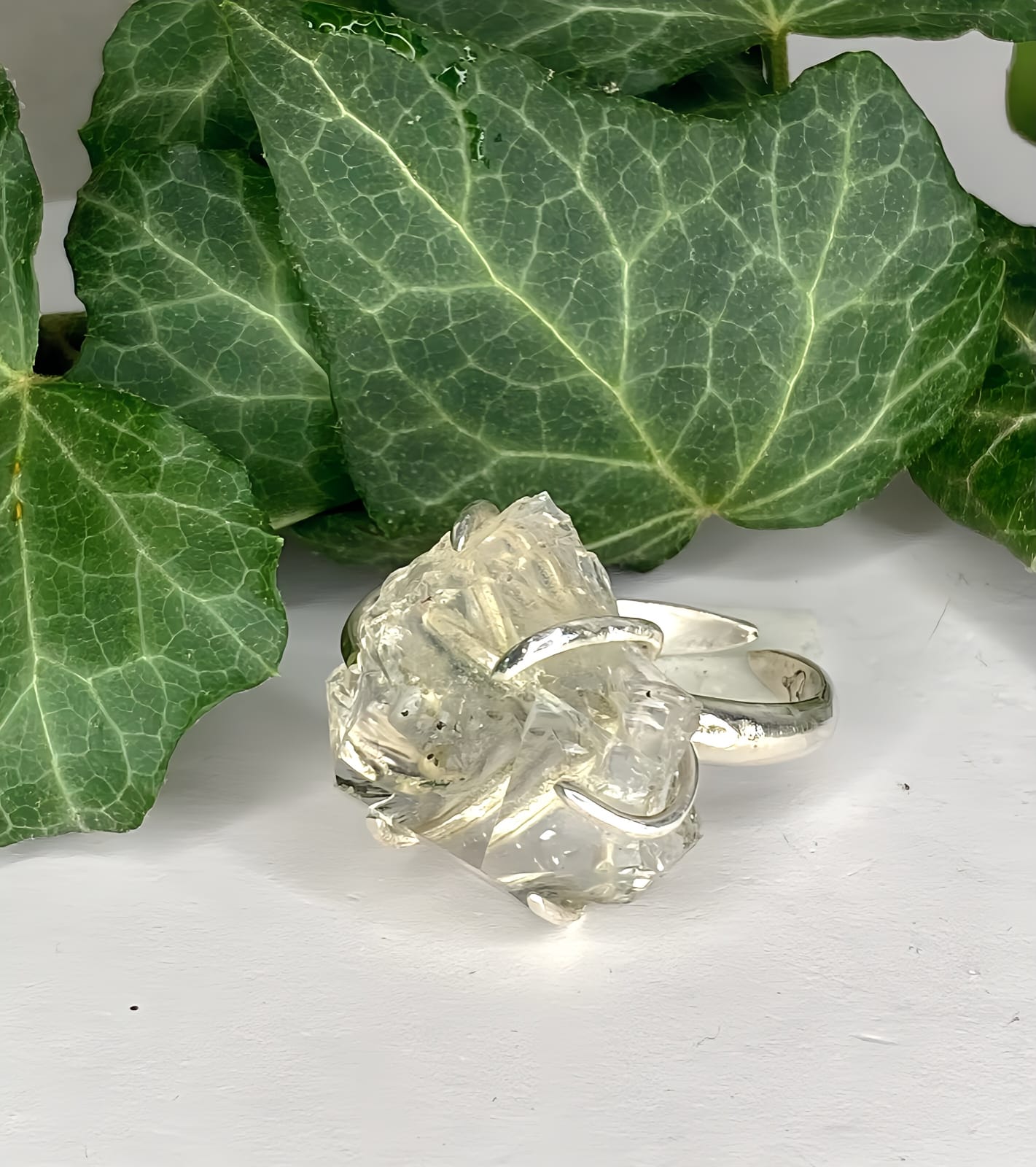 Anello in Argento 925 e Quarzo Herkimer