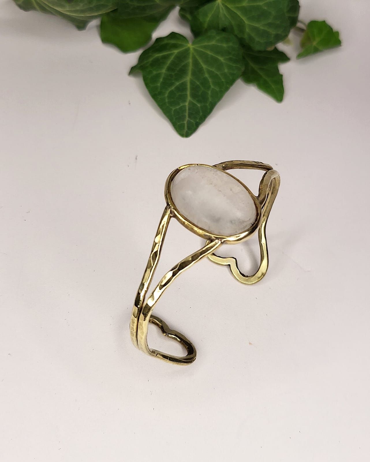 Bracciale in Ottone e Quarzo Ialino (Cristallo di Rocca)