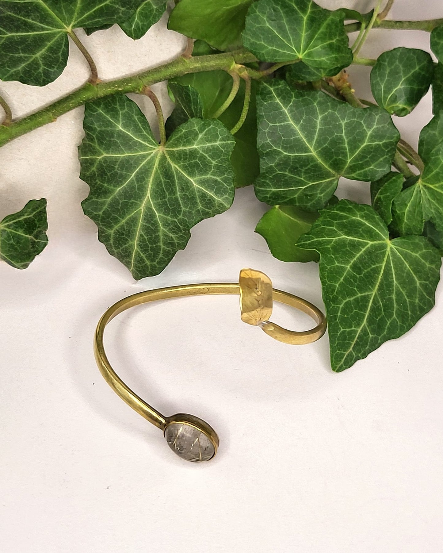 Bracciale in Ottone e Quarzo Rutilato