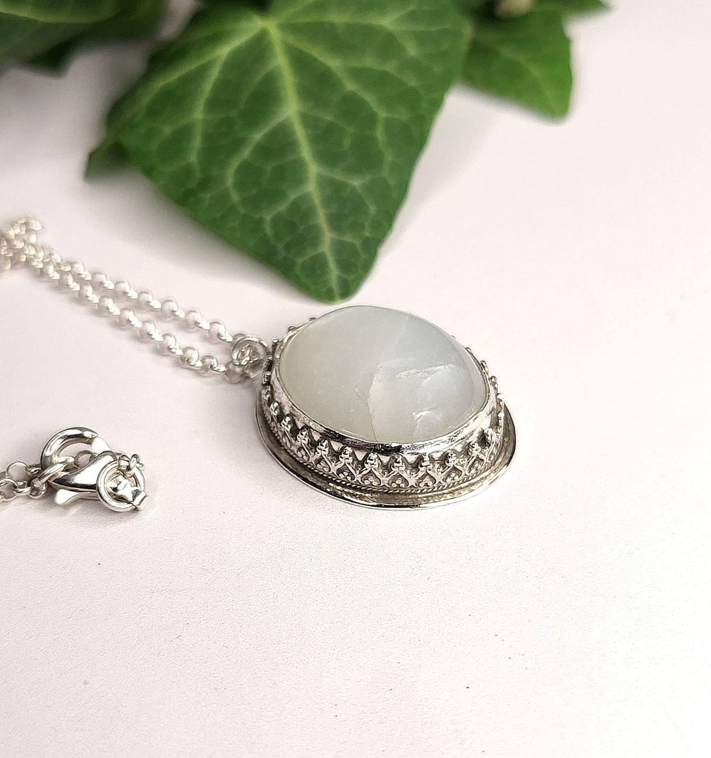 Collana in Argento 925 con pendente in Pietra di Luna (Adularia)