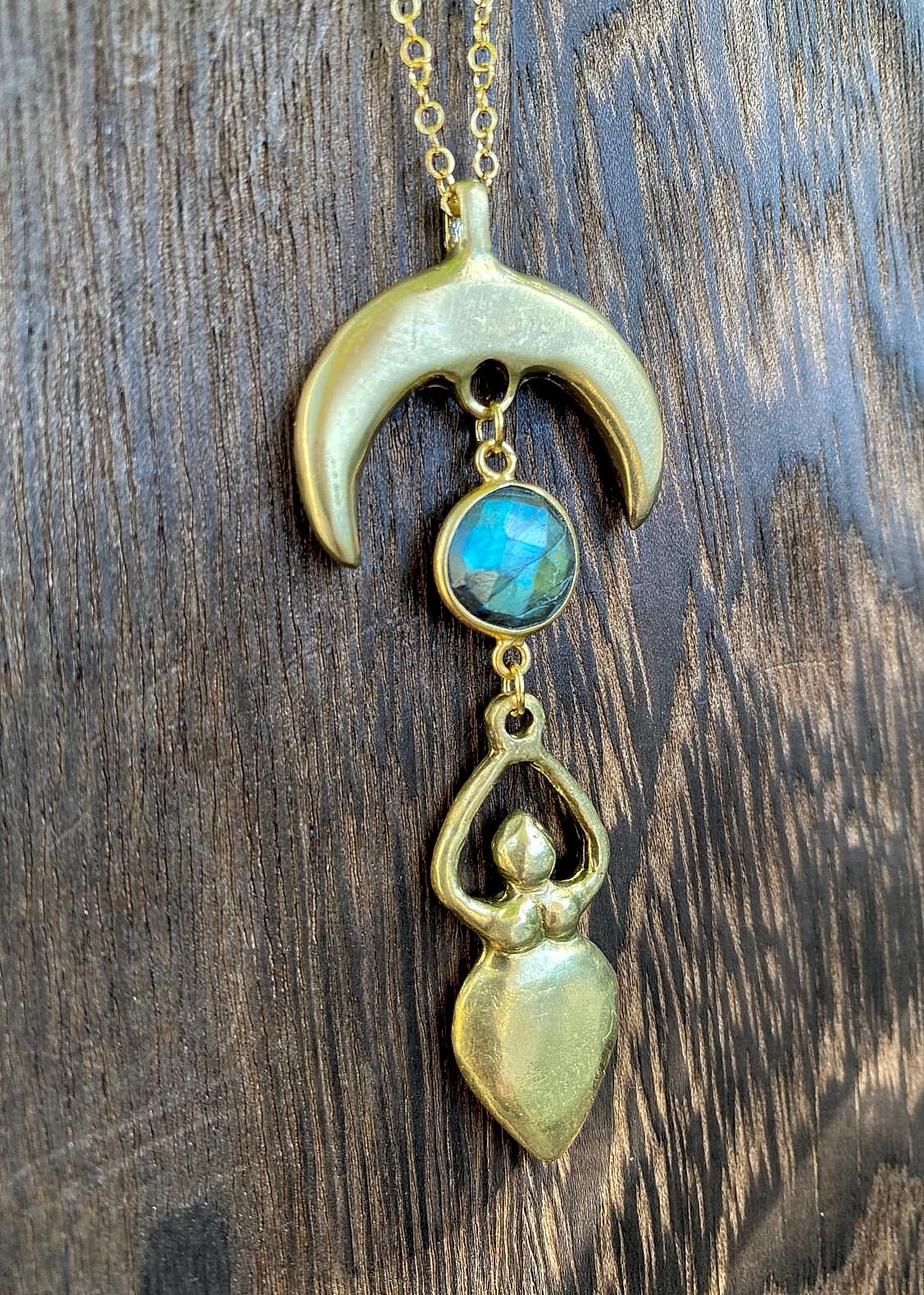 Collana Dea Luna in Ottone e Labradorite