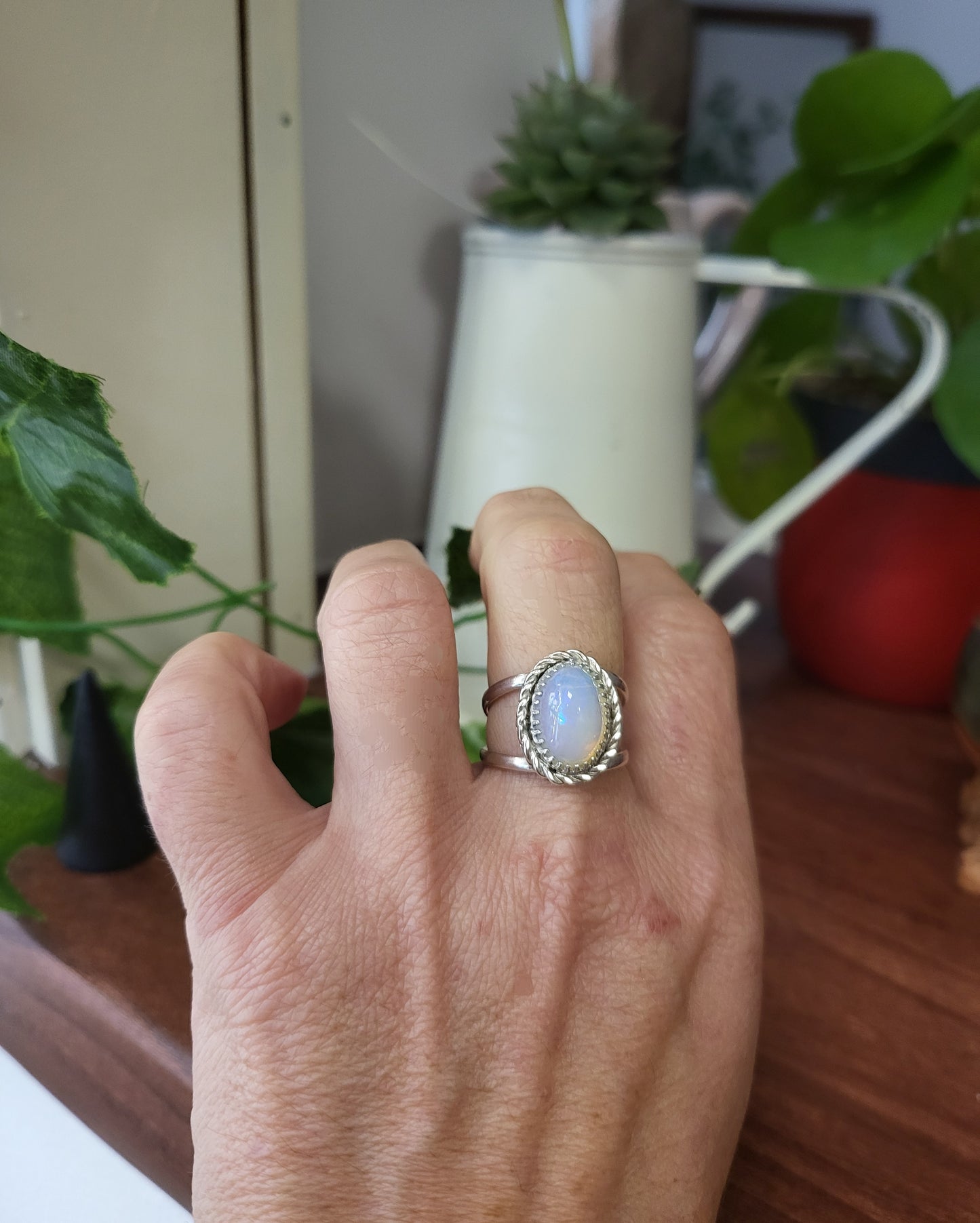 Anello regolabile in Opale Nobile e Argento 925