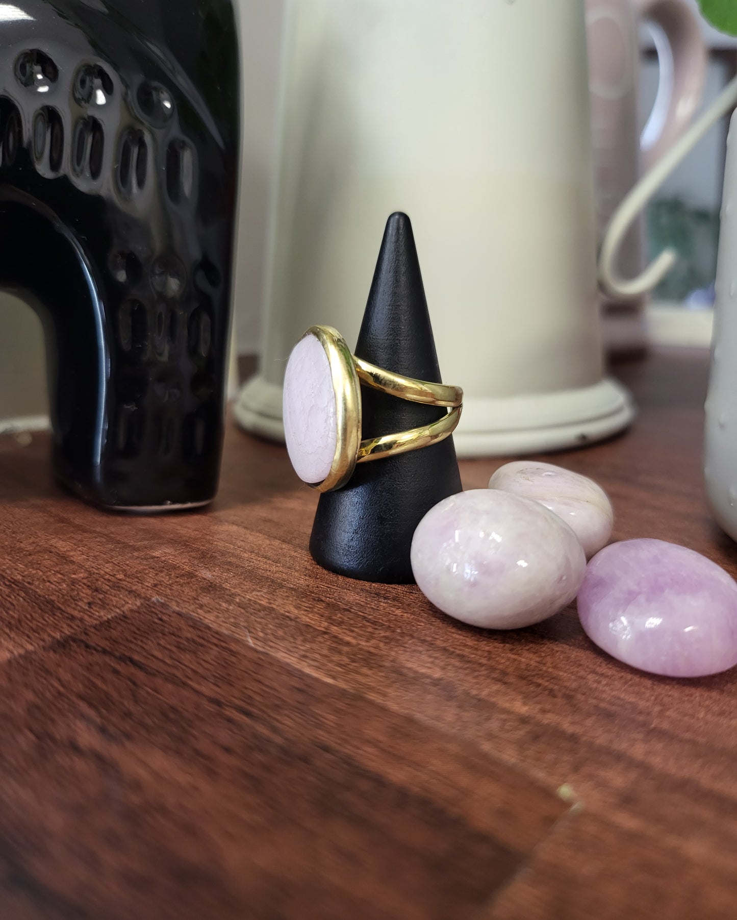 Anello regolabile Kunzite e ottone