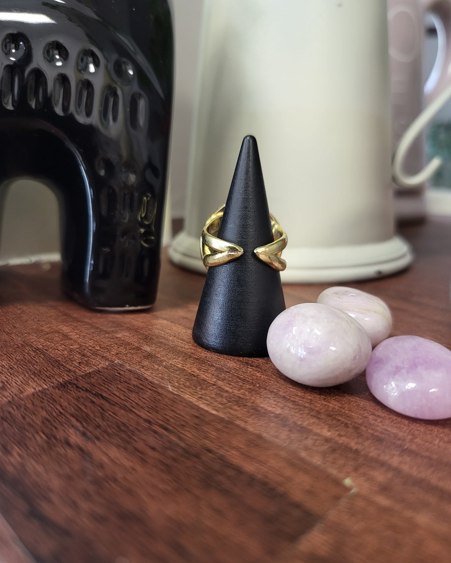 Anello regolabile Kunzite e ottone
